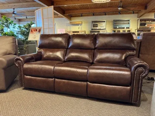 Connor reclining sofa in leather upholstery