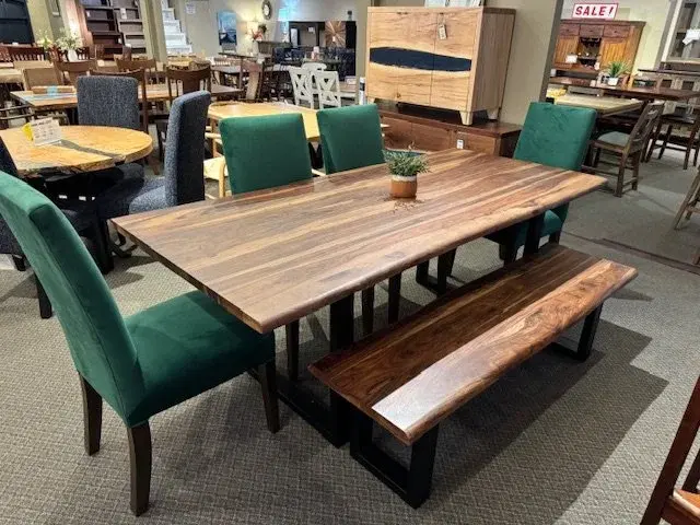 Fletcher solid wood dining table on the showroom floor