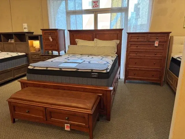 McKenzie premier solid wood bed finished in glazed antique cherry
