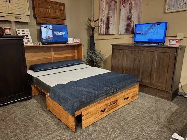 Solid wood cabinet bed that folds away for small spaces